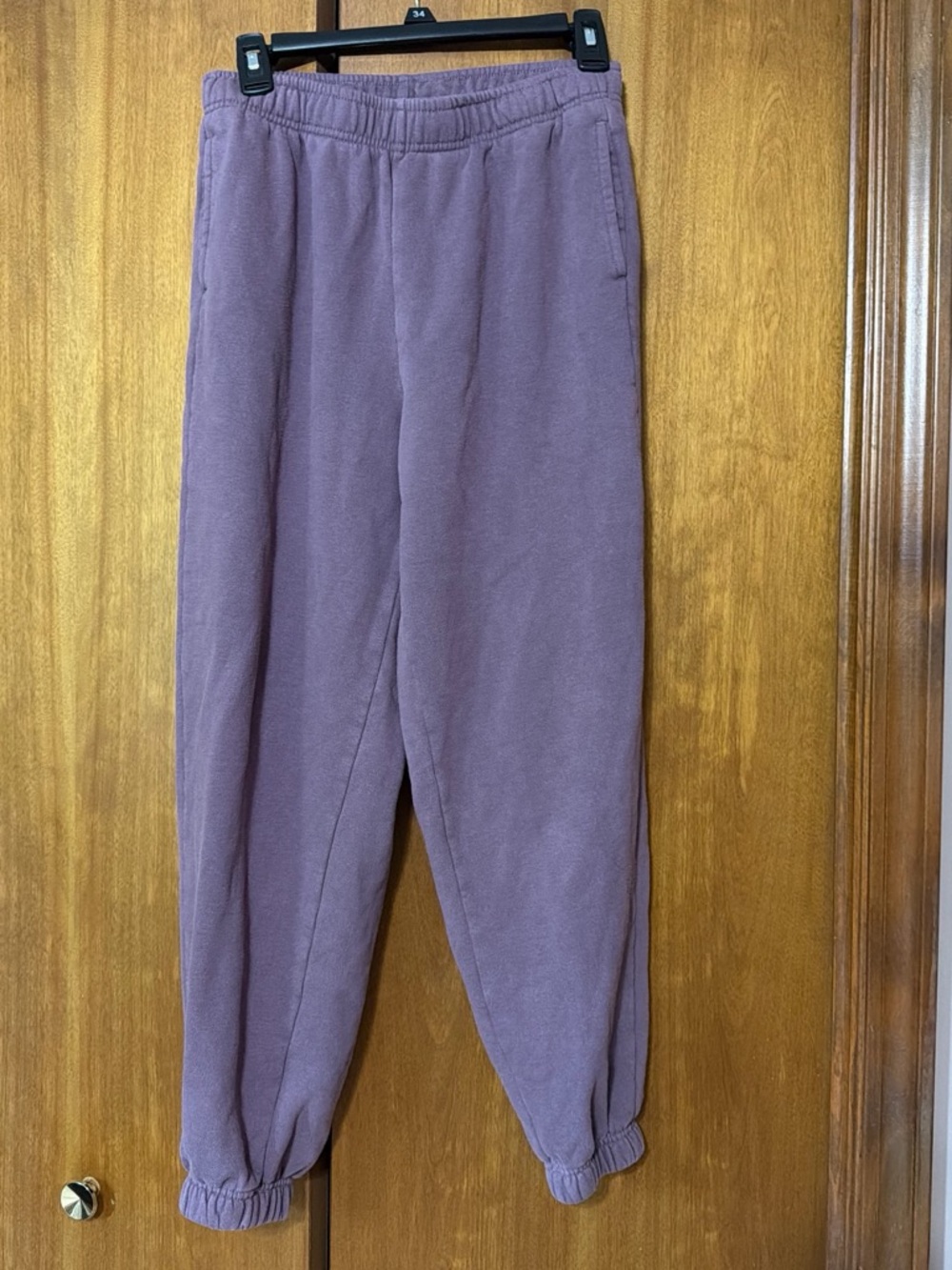 Women's Purple Fleece Jogger Pants with Elastic Cuffs